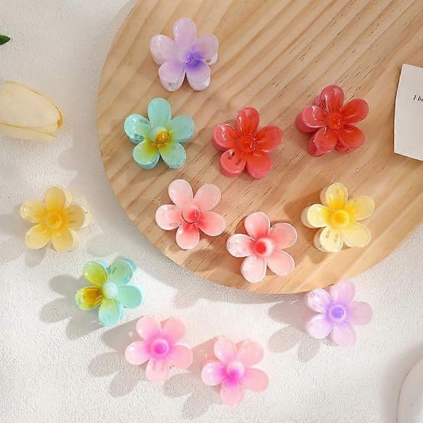 Små blomhårklämmor Söta hårklämmor Halkfria 12PCS light