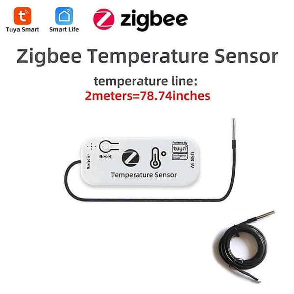 TUYA Zigbee temperatursensor APP fjernmonitor Tuya vanntett temperatursensor Smarthus 2M 2M Vit