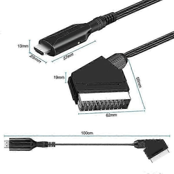 Professionel SCART til HDMI-adapter til HD TV og DVD-afspillere med lyd- og videounderstøttelse svart