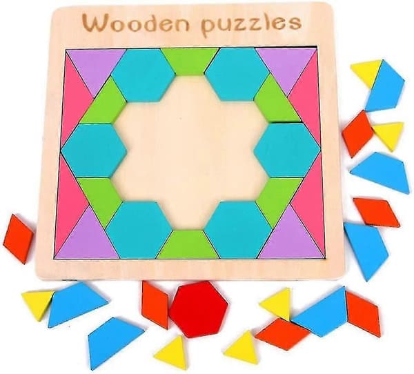 Geometrinen Tangram-palapeli, värintunnistuslelu