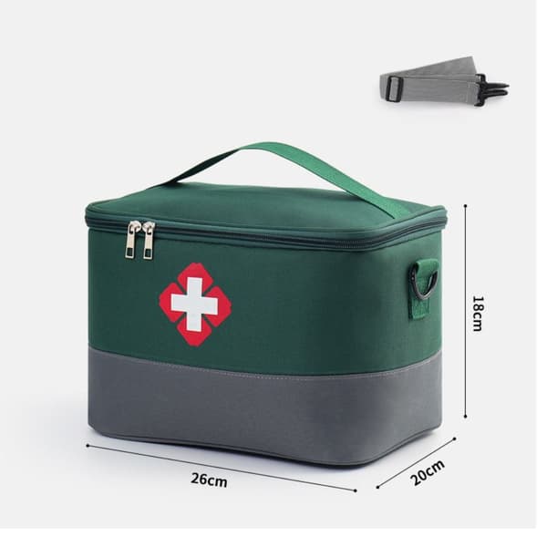 Versatile First Aid Storage Bag with Large Capacity for Household Green&Grey Green&Grey M