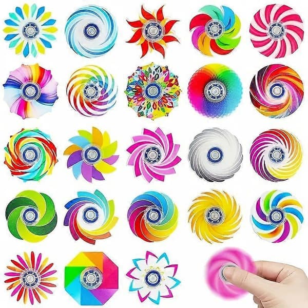 Fidget Spinners 18-pack, Mini Akryl Finger Spinners, Inga Batterier, Blandade Stilar för Partyfavoriter Klassrumspriser 18pcs