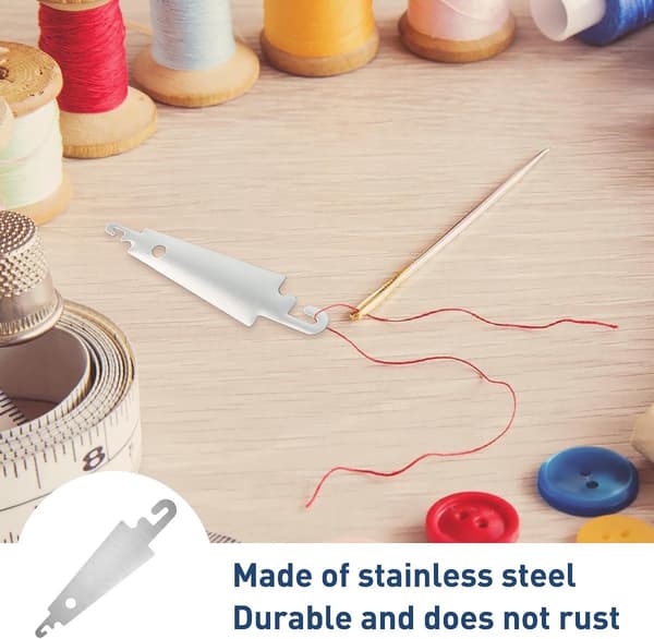 Threader Stainless Steel - 10 Pieces - Needle Threader for Embroidery & Cross Stitch - Robust Threader - Silver