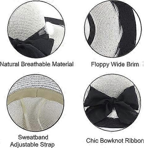 Solhat til kvinder, bred skygge, UV-beskyttelse, sommerhat, sammenfoldelig, rulle op, floppy strandhat til kvinder