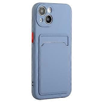 Compatible TPU Protective Case for iPhone 15, Drop-proof Back Cover with Card Holder (Blue)