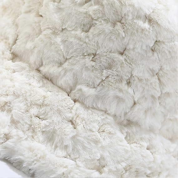 Pälshatt Fluffig Vintervarm Fiskarhatt för Kvinnor Beige