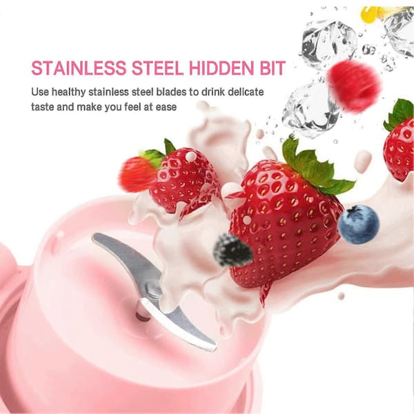 Blender til shakes og smoothies USB genopladelig trådløs minimixer 280ML Pink