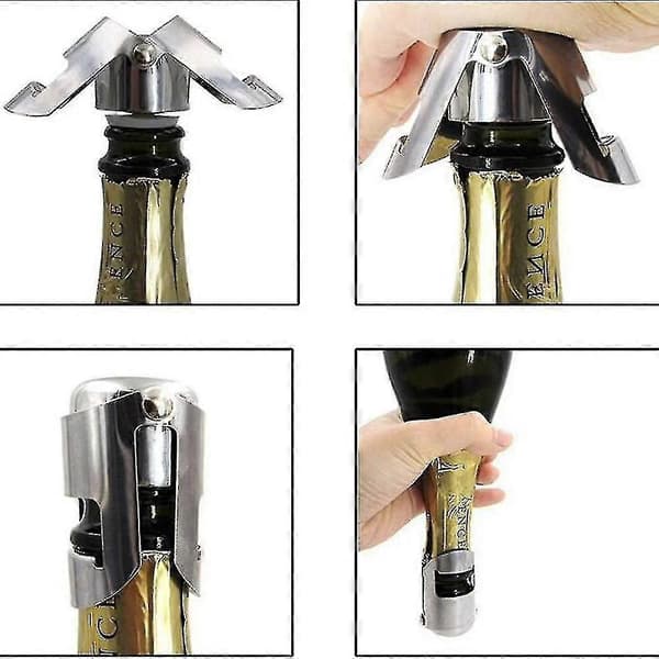 Champagneflaskestopper i rustfritt stål, forsegler, kork, sparer