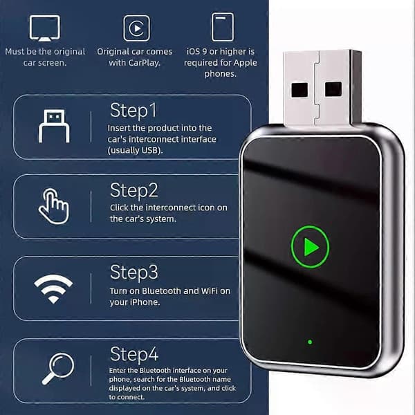 Langaton CarPlays-sovitin viiveettömällä yhteydellä, vakaa langaton Android Auto -sovitin ääniohjaustoiminnolla