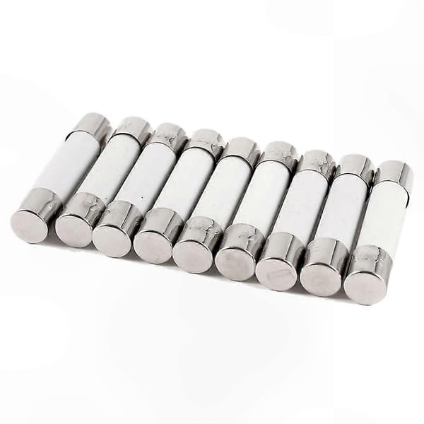 10-pack 6x30mm 250V 30A keramiska rörsäkringar Vit silverton