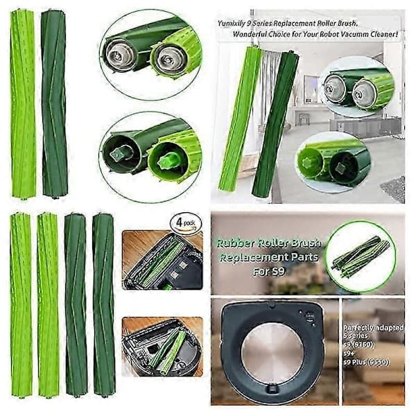 Gummirollerborstkit för iRobot Roomba S9 (9150) S9+ S9 Plus (9550)