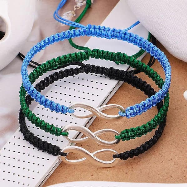 2x Åttaformad Oändlighetskärlek Matchande Armband Justerbart Flätat Rep för Par