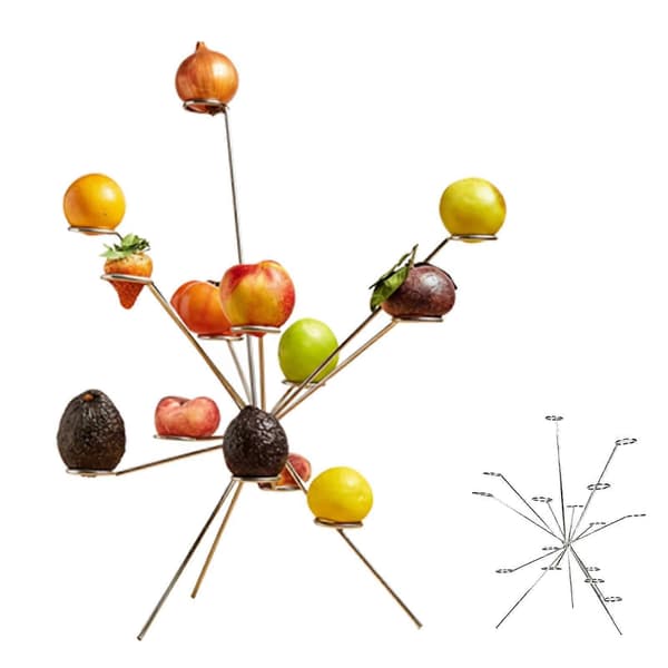 Exploding Fruit Bowl Centerpiece - Modern Metal Fruit Stand with 360 Degree Multi-Arm Display, Art Sculpture Bowl for Kitchen & Dining Table Decor