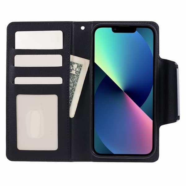 iPhone 13 - 2i1 Læder Magnet Etui / Cover - Sort 85