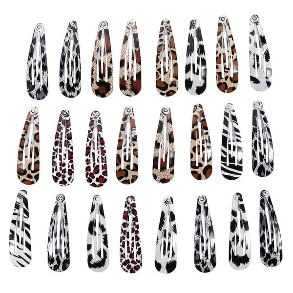 24 stk. Kvinder Piger Mode Leopard Snap Barrettes Hårspænder BB Hårnål Sideclips