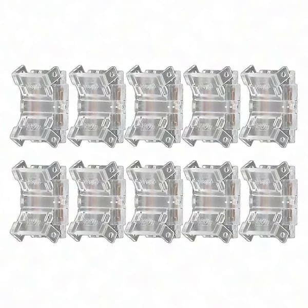 10 stk. 2-benede 10 mm LED-strip-stik - Loddefri hurtigforbindelse til LED-lysbånd
