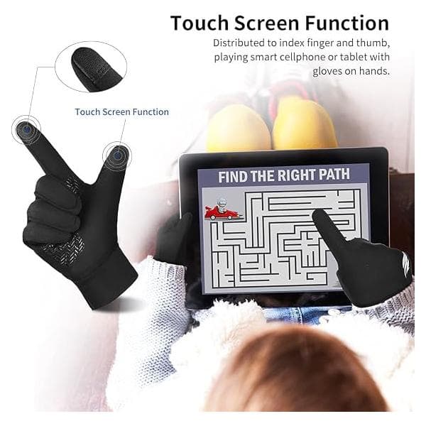 Winter Running Gloves for Kids - Flame Pattern Touchscreen Warm Gloves