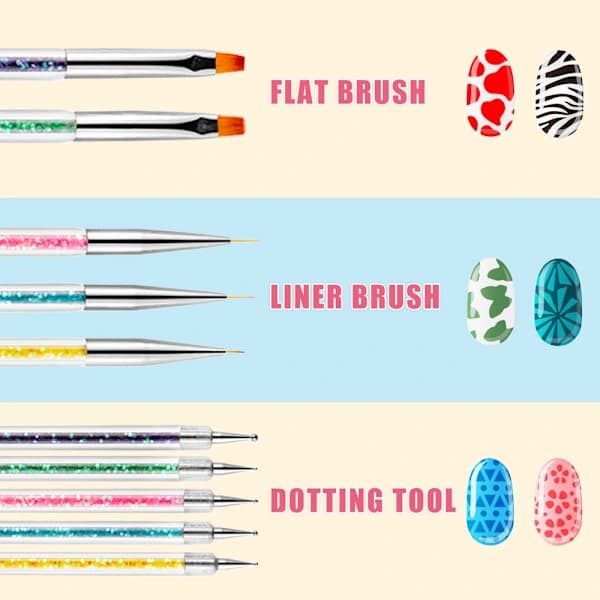 QD Nail Art Brushes Double-Sided Brush and Dotting Tool Kit Nail