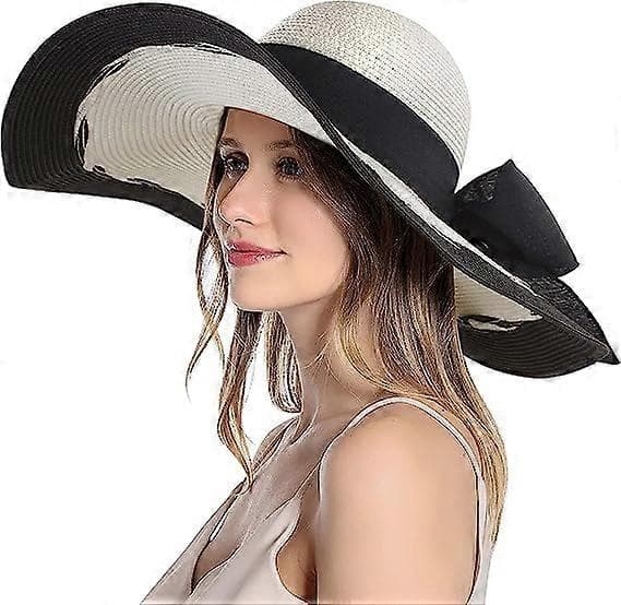 Solhat til kvinder, bred skygge, UV-beskyttelse, sommerhat, sammenfoldelig, rulle op, floppy strandhat til kvinder