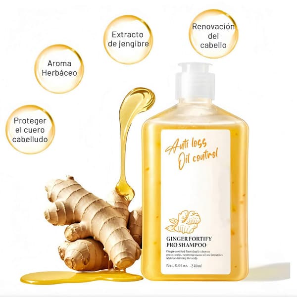 Ginger Fortify Pro Schampo 240ml, Schampo Rengör, Återfuktar och Vårdar Hårbotten
