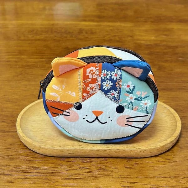 Vandtæt Patchwork Møntpung Kat Lynlås Design Lille Kosmetikpung Pen Bag