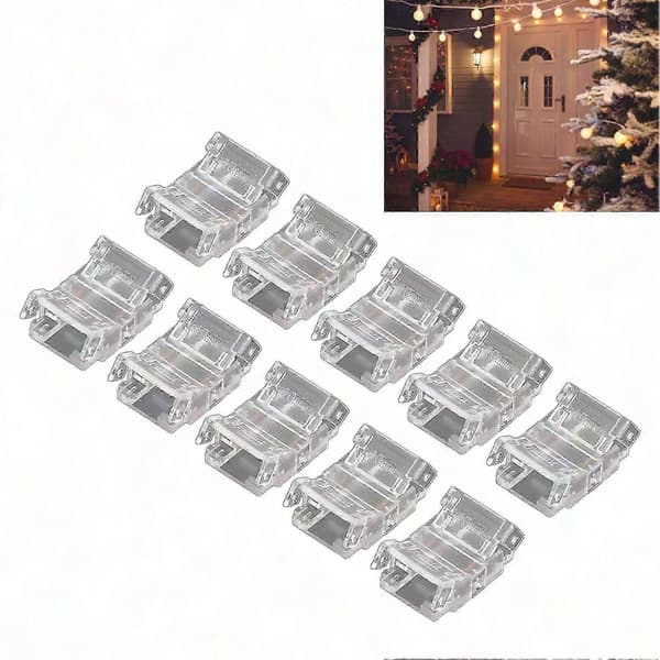 10 stk. 2-benede 10 mm LED-strip-stik - Loddefri hurtigforbindelse til LED-lysbånd