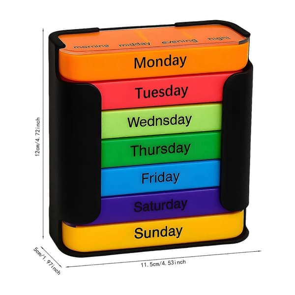 Container Stay Track 7-dages Organizer Ugentlig Boks Med 4 Daglige Rum 7 Stabelbare Individuelle Etuier Rum E