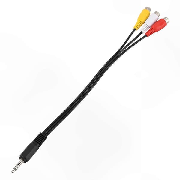 3,5 mm til 3 RCA AV-lyd- og videokabeladapter 22 cm kontakt