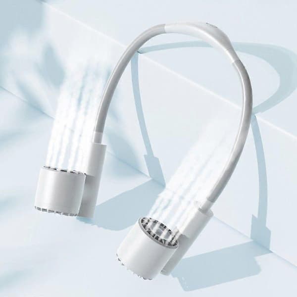 USB genopladelig halsventilator, håndfri dobbeltventilator mini luftkøler til udendørs sommer