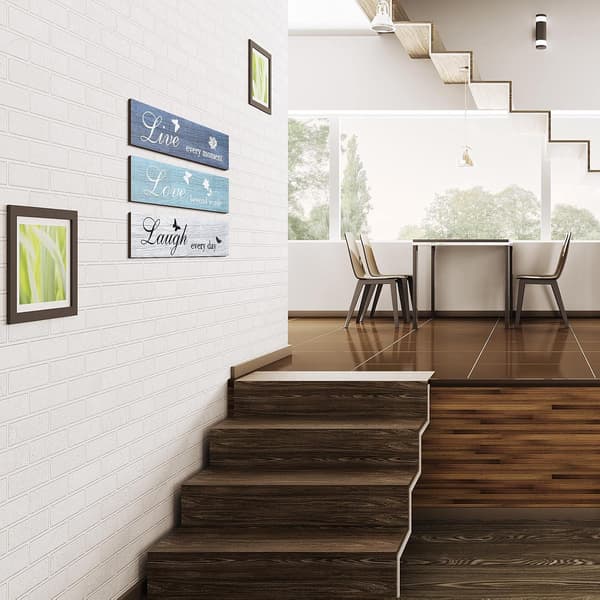 3 st rustika träskyltar väggdekor Live Love and Laugh citattecken bondgård väggmontering dekoration