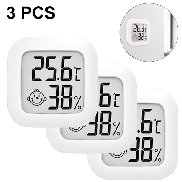 3-pack inomhustermometer hygrometer för hemmabruk