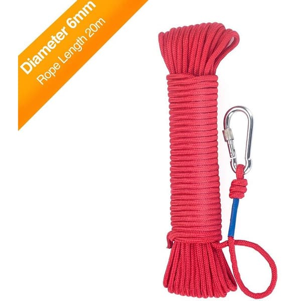 Magnetfiske Rep 20 Meter, Nylon Rep Flätad Rep Tungt Rep med Säkert Lås, Diameter 6mm Säkert och Hållbart, 2-pack