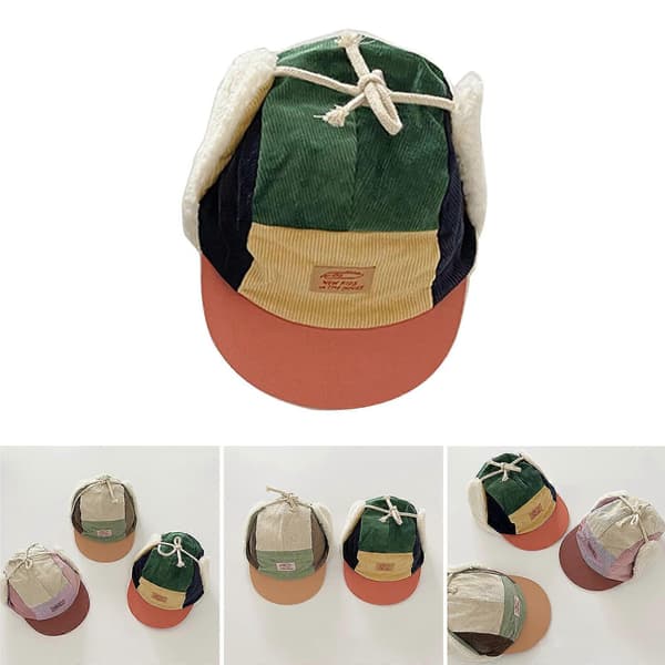 Stilfuld Vinter Børnehat Fløjls Baseballkasketter Patchwork Børnehat med Blødt For Perfekt til 2-7 Årige Børn Lyse Lilla Light Purple