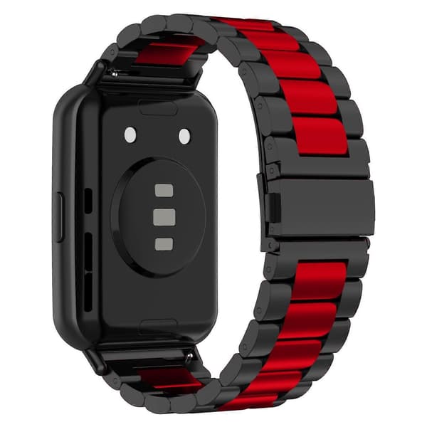 Til Huawei Watch Fit 2 urrem i rustfrit stål Black Red