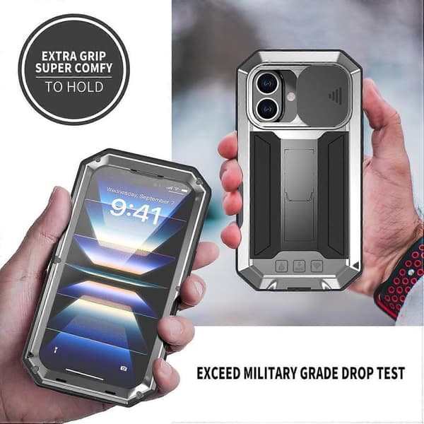 Skyvbart Kamera IP54 Liv Vanntett Holder Mobilskall Sølv Silv Silver For iPhone 16
