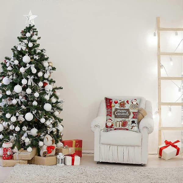 Lin God Jul Dekorasjon Sofapute Trekk 45x45cm 4 stk