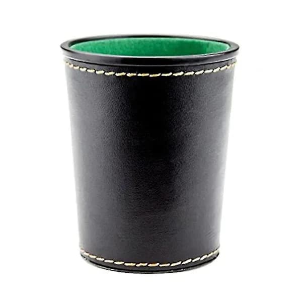 Leather Dice Cup Set with Felt Lining Silent Shaker for Farkle Yahtzee Games | Black