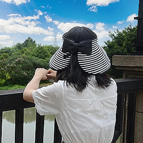 Röd vikbar sommarhatt för damer med vikbar bred brätte solskydd