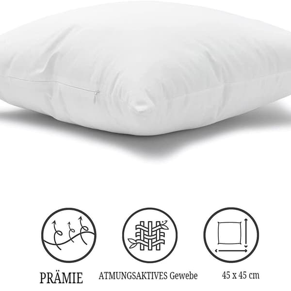 Pute 40 x 40 cm, 2-pakning, dekorative puter til seng og sofa, inner