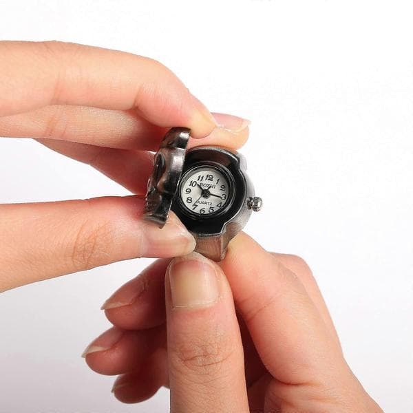 Herre Ringur Fingerur Analog Kvarts Ring Elastisk Kraniebånd Rustfrit Stål Ur Urring
