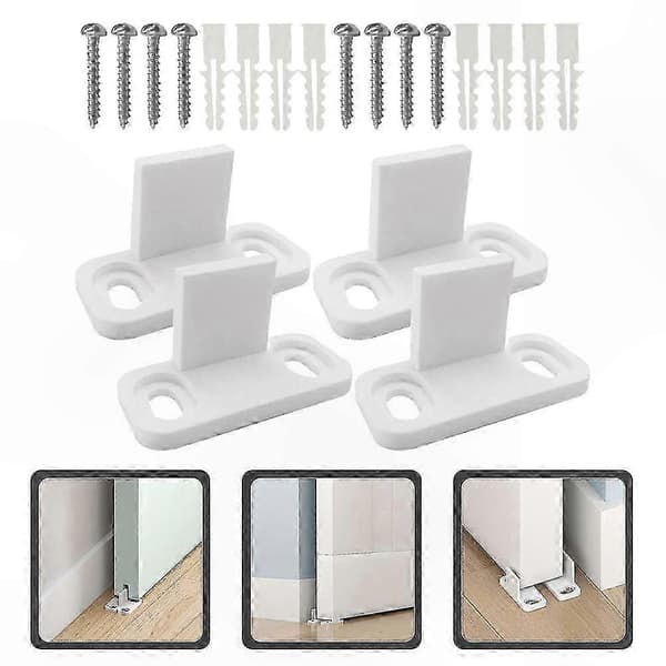 4 sæt skydedørsgulvstyr med bundstop til stalddøre 4.5X2.4X2CM White