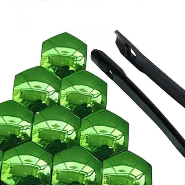 20 stk hjulmutterdeksler til bil, rustbeskyttelse, sølv, 17 mm Grønn 19mm Valgfritt Green 19mm