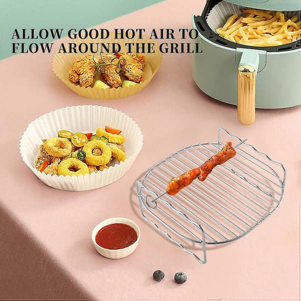 Airfryer-stativ passer til alle 3,7qt - 5,8qt multifunksjonelt dobbeltlagsstativ Silver