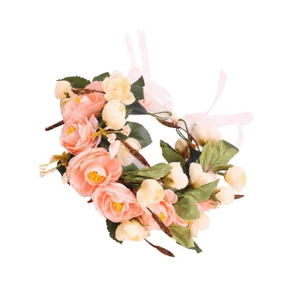 Blomsterhodeplagg for brud Blomsterimitasjonskrans til dekorasjon 1 stk beige