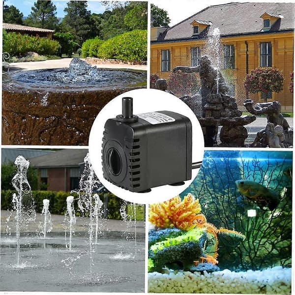 Tyst dränkbar pump med 2 munstycken för akvarium, akvarium, hydroponiska system
