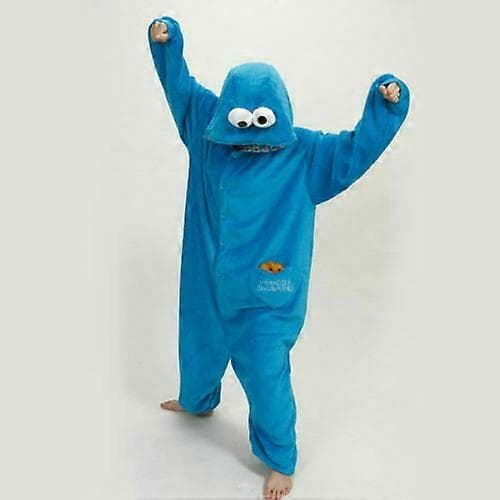 Voksen Sesamgade Cookie Monster Elmo kostume pyjamas Blue S
