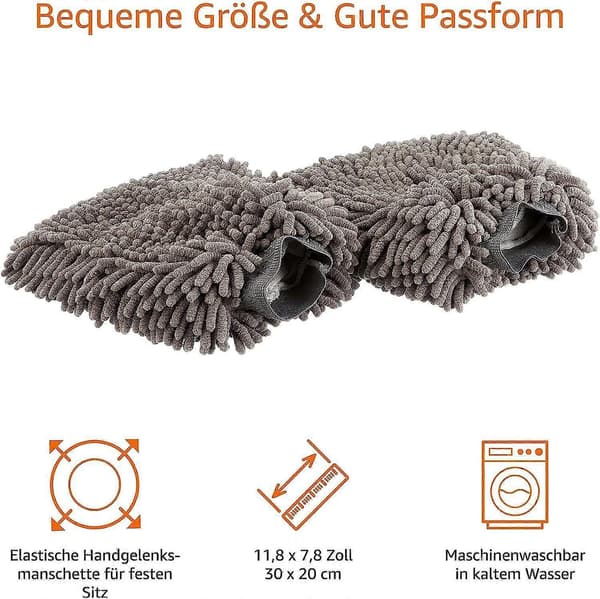 Deluxe mikrofiber bilvaskevott - pakke med 2 grå