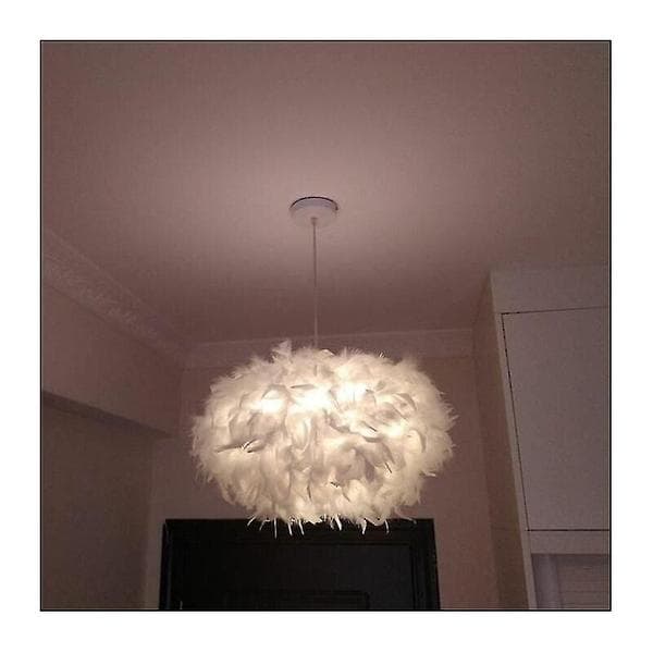 Hvid fjerlysekrone E27 40w diameter 45cm - Perfet