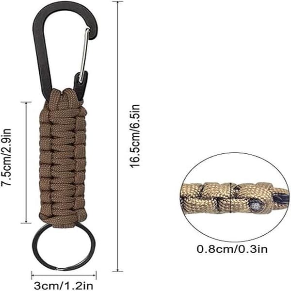 5-pack Paracord nyckelring med karbinhake, flätat snöre för nyckel