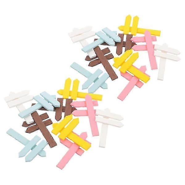 Assorterede farver miniature træskilte til fehavedekoration 20 stk.